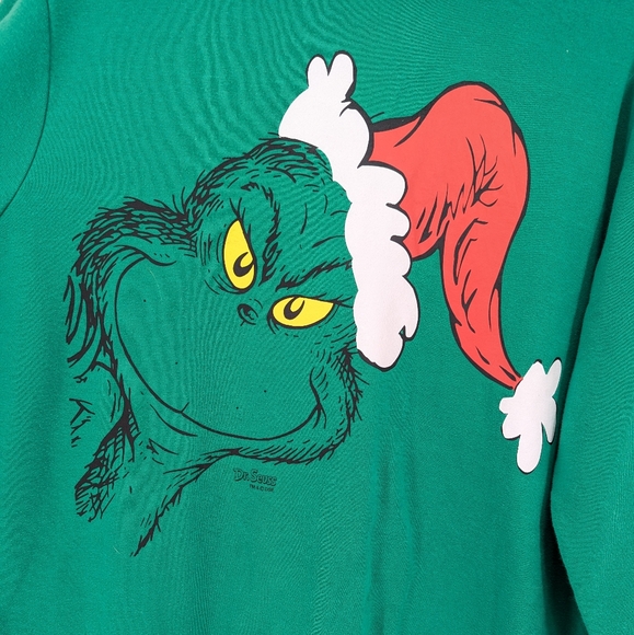The Grinch Christmas Crewneck Sweatshirt Green Size Large Unisex - Picture 2 of 6